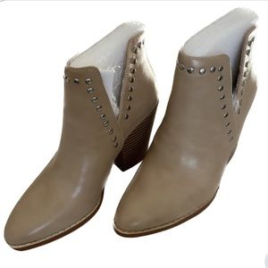 Rilista Women’s Boots Slip On Faux Suede Stacked Mid Heel Booties 5 Apricot